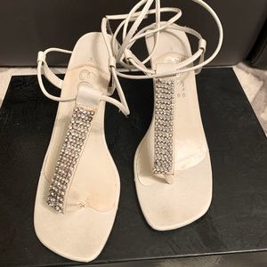 Crystal Embellished Heels-Size 7- White